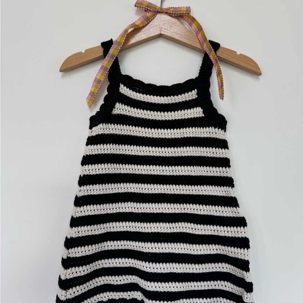 Zara Black and White Striped Knit Dress